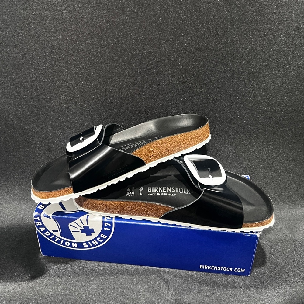 💢SOLD💢 Black and white Birkenstock Madrid Big Buckle w box women 41 (10)